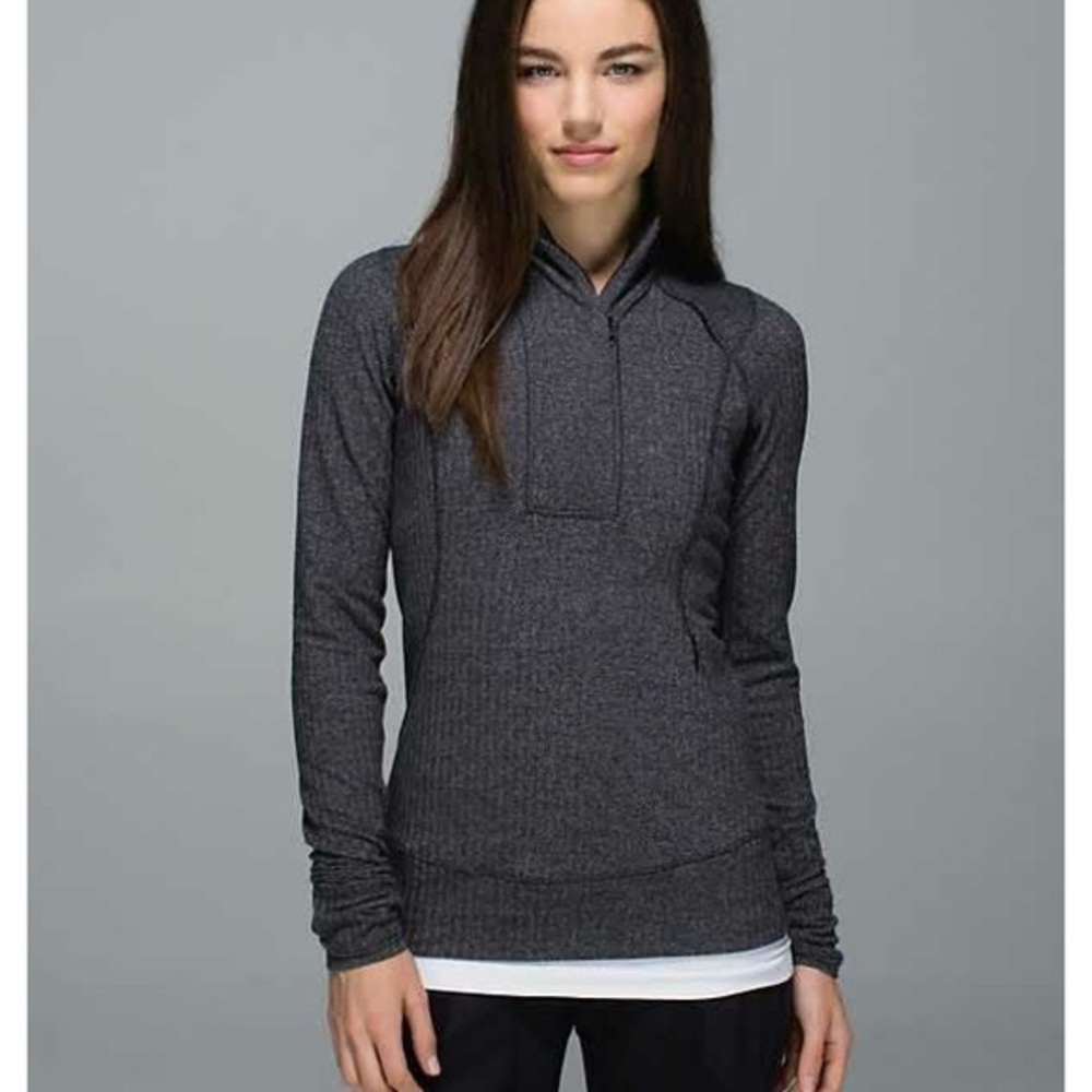 Lululemon think fast pullover, herringbone gray, 2